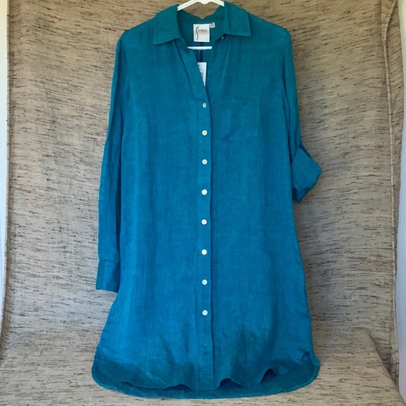 FINLEY 100% linen shirt dress. NWT - Picture 8 of 16